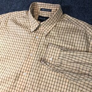 Eddie Bauer Wrinkle Resistant Plaid Button Down Shirt Mens XL 100% Cotton